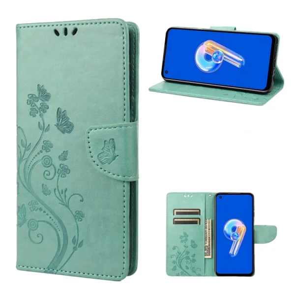 ART FLORAL Peňaženkový kryt Asus Zenfone 9 zelený