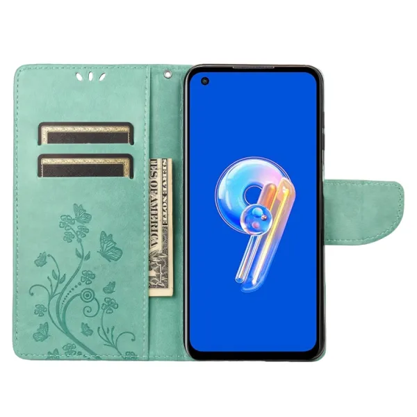 ART FLORAL Peňaženkový kryt Asus Zenfone 9 zelený