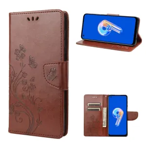 ART FLORAL Peňaženkový kryt Asus Zenfone 9 hnedý