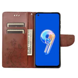 ART FLORAL Peňaženkový kryt Asus Zenfone 9 hnedý