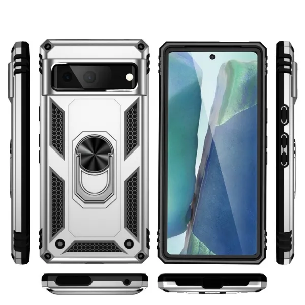 RING Obal s držiakom pre Google Pixel 7 strieborný