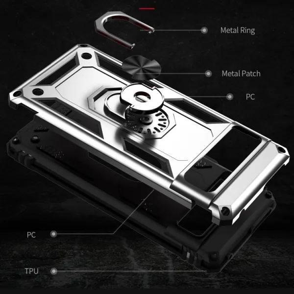 RING Obal s držiakom pre Google Pixel 7 strieborný
