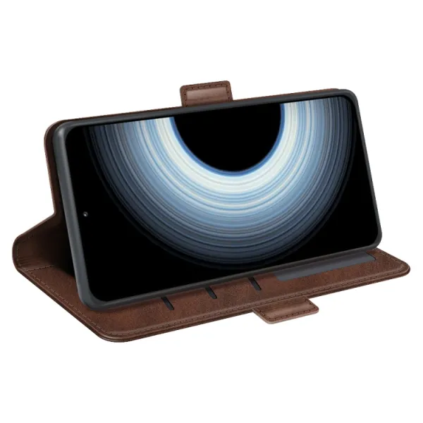 SIDE Peňaženkové puzdro pre Xiaomi 12T / 12T Pro tmavohnedé