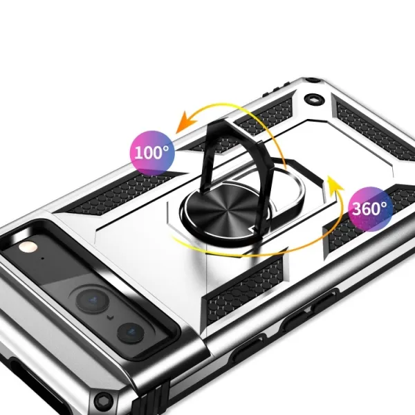 RING Obal s držiakom pre Google Pixel 7 strieborný