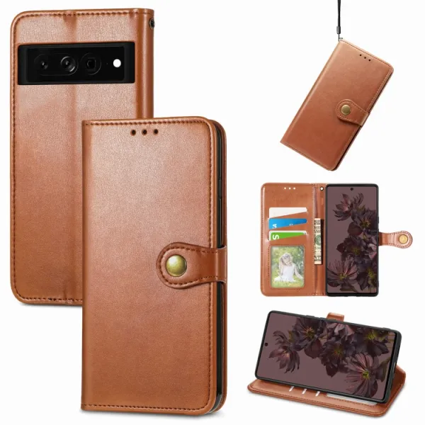 LEATHER BUCKLE Peňaženkový obal Google Pixel 7 hnedý