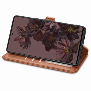 LEATHER BUCKLE Peňaženkový obal Google Pixel 7 hnedý
