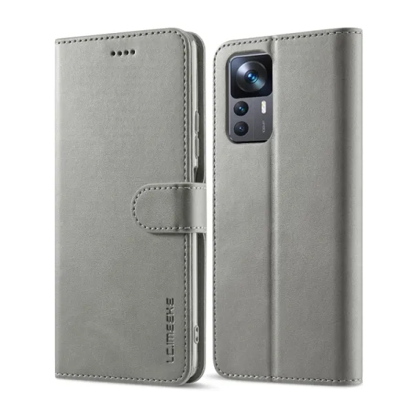 IMEEKE Peňaženkový kryt Xiaomi 12T / 12T Pro šedý