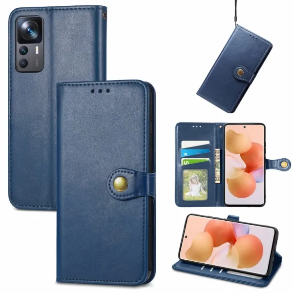 LEATHER BUCKLE Peňaženkový obal Xiaomi 12T / 12T Pro modrý