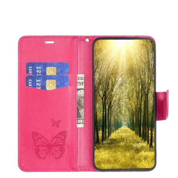 ART BUTTERFLY Peňaženkový kryt pre Vivo Y35 tmavoružový