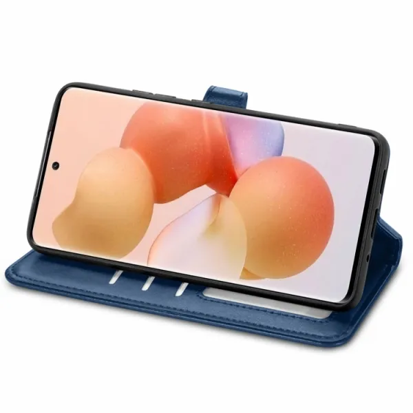 LEATHER BUCKLE Peňaženkový obal Xiaomi 12T / 12T Pro modrý