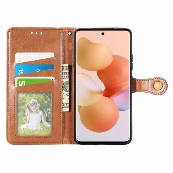 LEATHER BUCKLE Peňaženkový obal Xiaomi 12T / 12T Pro hnedý