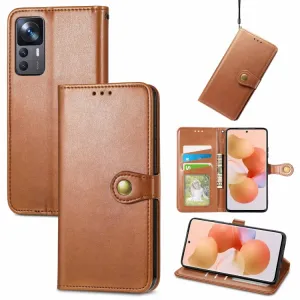 LEATHER BUCKLE Peňaženkový obal Xiaomi 12T / 12T Pro hnedý