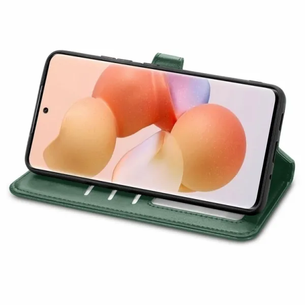 LEATHER BUCKLE Peňaženkový obal Xiaomi 12T / 12T Pro zelený