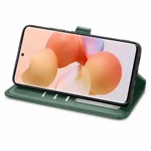 LEATHER BUCKLE Peňaženkový obal Xiaomi 12T / 12T Pro zelený