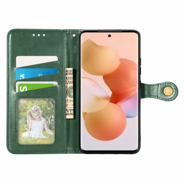 LEATHER BUCKLE Peňaženkový obal Xiaomi 12T / 12T Pro zelený