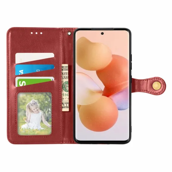 LEATHER BUCKLE Peňaženkový obal Xiaomi 12T / 12T Pro červený