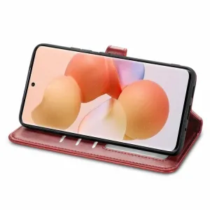 LEATHER BUCKLE Peňaženkový obal Xiaomi 12T / 12T Pro červený