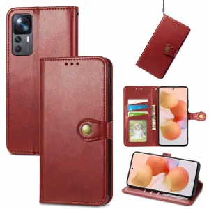 LEATHER BUCKLE Peňaženkový obal Xiaomi 12T / 12T Pro červený
