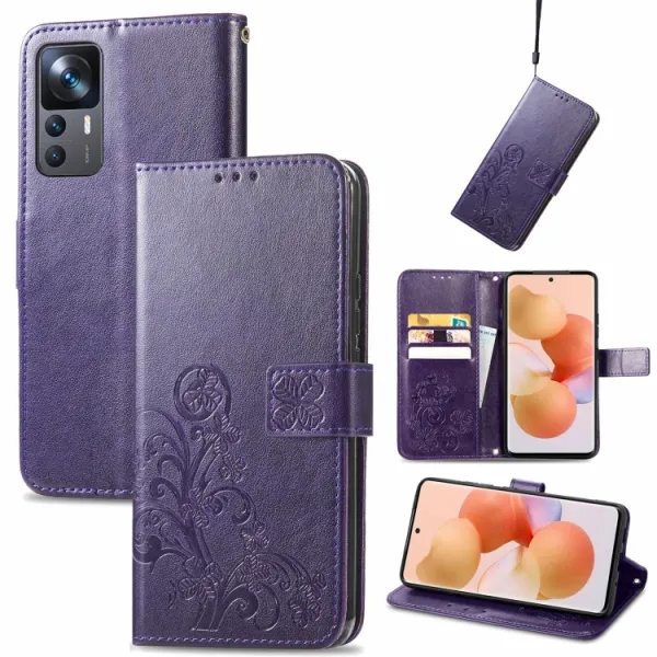 ART FLOWERS Peňaženkový kryt Xiaomi 12T / 12T Pro fialový