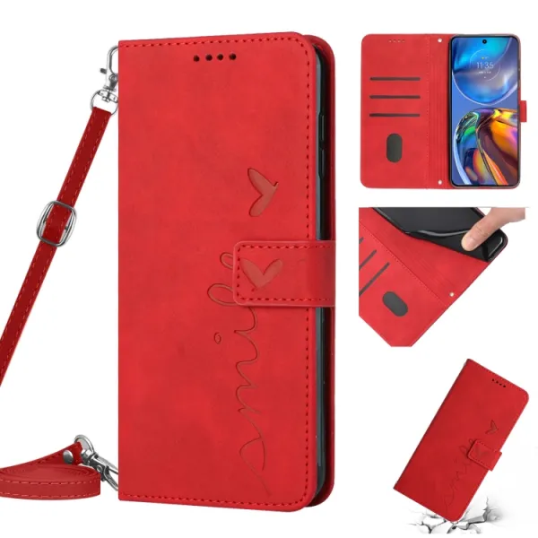 ART SMILE Peňaženkový kryt so šňúrkou Motorola Moto G42 červený