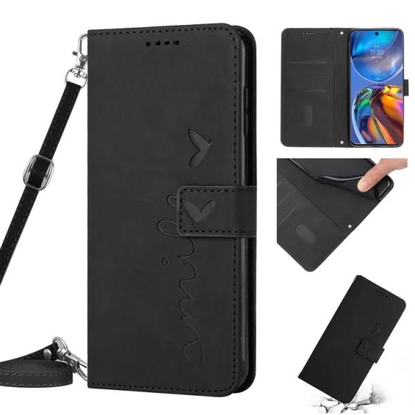 ART SMILE Peňaženkový kryt so šňúrkou Motorola Edge 30 Ultra čierny
