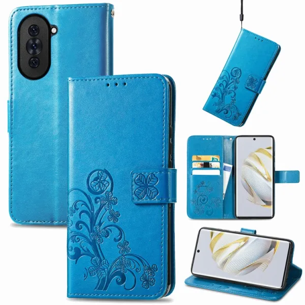 ART FLOWERS Peňaženkový kryt Huawei nova 10 modrý