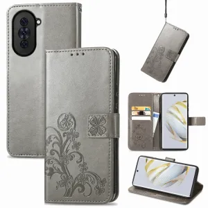 ART FLOWERS Peňaženkový kryt Huawei nova 10 šedý