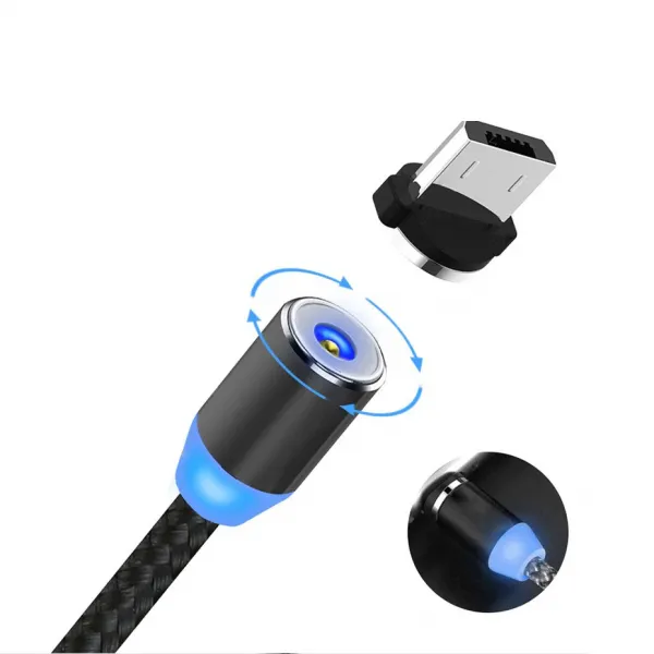 MG 3in1 magnetický USB kábel + plug adaptér Micro USB / USB-C / Lightning 1m, čierny (WMC-01)
