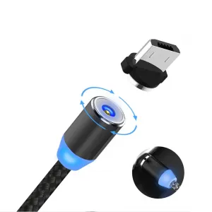 MG 3in1 magnetický USB kábel + plug adaptér Micro USB / USB-C / Lightning 1m, čierny (WMC-01)