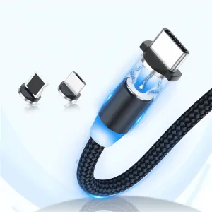 MG 3in1 magnetický USB kábel + plug adaptér Micro USB / USB-C / Lightning 1m, čierny (WMC-01)
