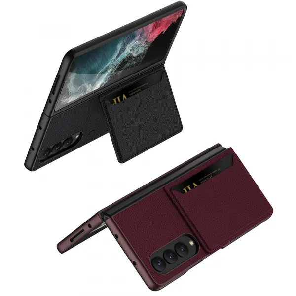 GKK CARD Kožené puzdro pre Samsung Galaxy Z Fold4 5G hnedé