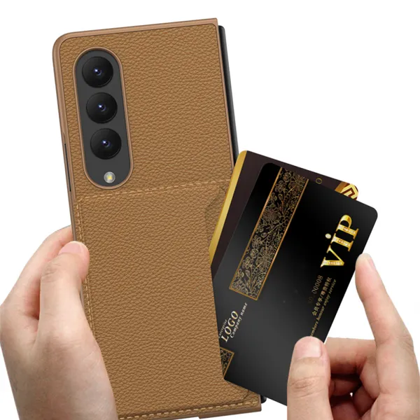 GKK CARD Kožené puzdro pre Samsung Galaxy Z Fold4 5G hnedé