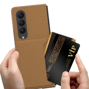 GKK CARD Kožené puzdro pre Samsung Galaxy Z Fold4 5G hnedé