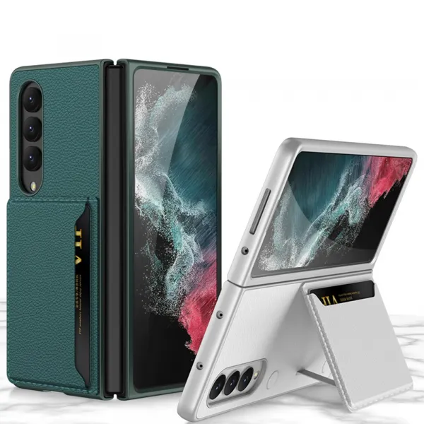GKK CARD Kožené puzdro pre Samsung Galaxy Z Fold4 5G biele