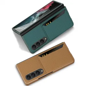 GKK CARD Kožené puzdro pre Samsung Galaxy Z Fold4 5G hnedé