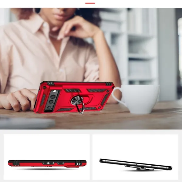 RING Obal s držiakom pre Google Pixel 7 Pro červený