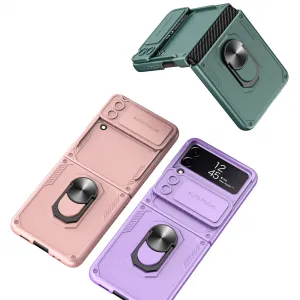 GKK RING Ochranný kryt s držiakom Samsung Galaxy Z Flip4 5G zelený