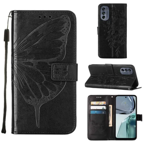 ART BUTTERFLY Peňaženkový kryt Motorola Moto G62 5G čierny