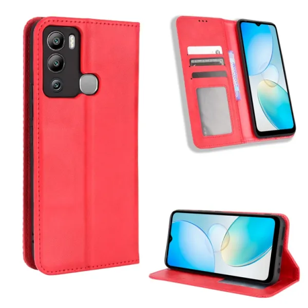 BUSINESS Peňaženkový kryt pre Infinix Hot 12i červený