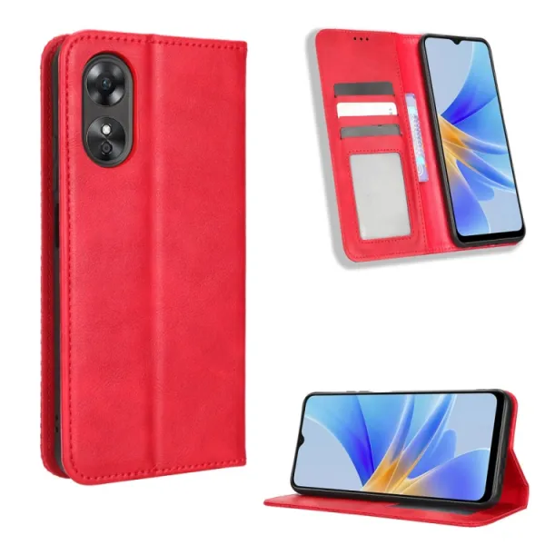 BUSINESS Peňaženkový kryt pre Oppo A17 červený