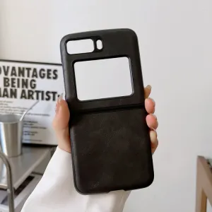 LEATHER Plastový kryt Motorola Razr 2022 5G čierny