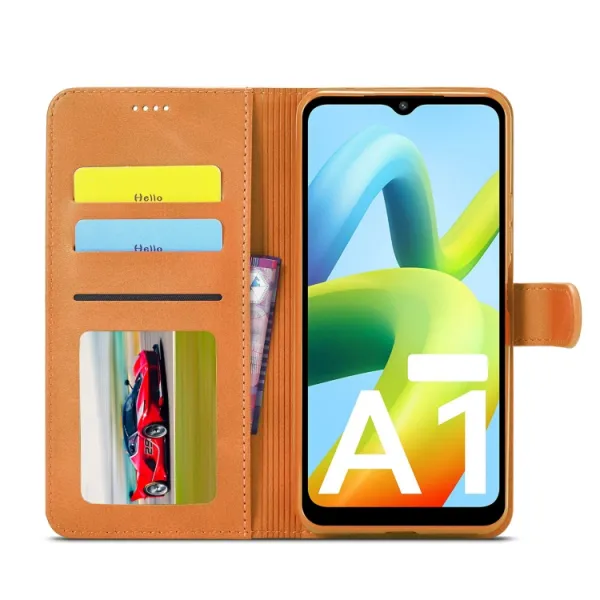 IMEEKE Peňaženkový kryt Xiaomi Redmi A1 / Redmi A2 svetlohnedý
