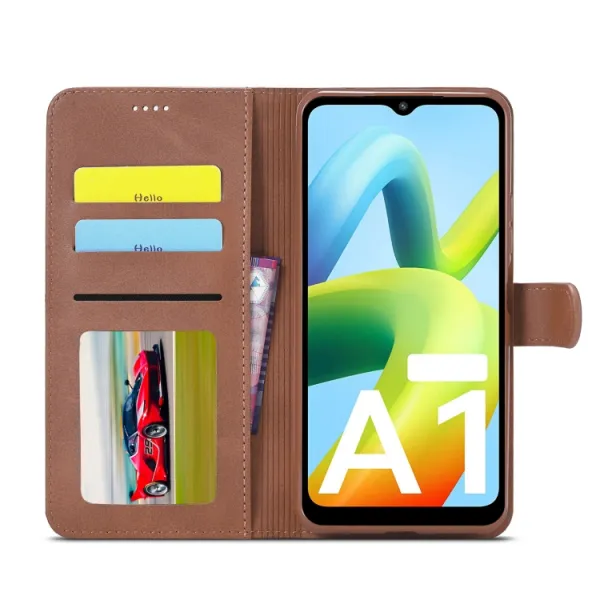 IMEEKE Peňaženkový kryt Xiaomi Redmi A1 / Redmi A2 tmavohnedý