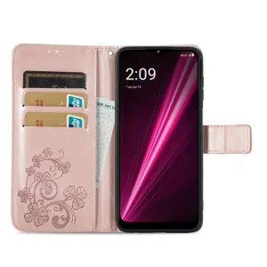 ART FLOWERS Peňaženkový kryt T Phone Pro / T Phone Pro 2023 svetloružový