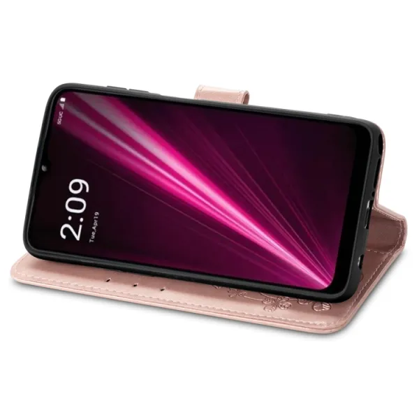 ART FLOWERS Peňaženkový kryt T Phone Pro / T Phone Pro 2023 svetloružový