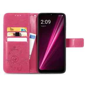 ART FLOWERS Peňaženkový kryt T Phone Pro / T Phone Pro 2023 tmavoružový