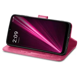 ART FLOWERS Peňaženkový kryt T Phone Pro / T Phone Pro 2023 tmavoružový