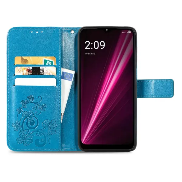 ART FLOWERS Peňaženkový kryt T Phone Pro / T Phone Pro 2023 modrý