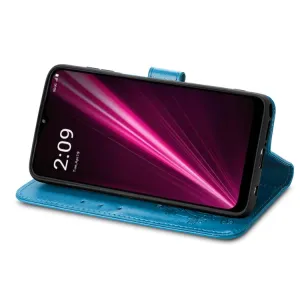 ART FLOWERS Peňaženkový kryt T Phone Pro / T Phone Pro 2023 modrý