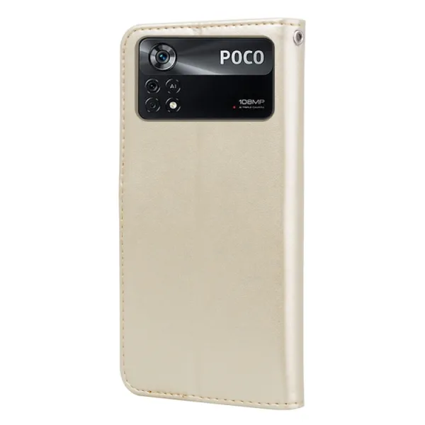 ART ROSE Peňaženkový kryt Xiaomi Poco M4 Pro zlatý